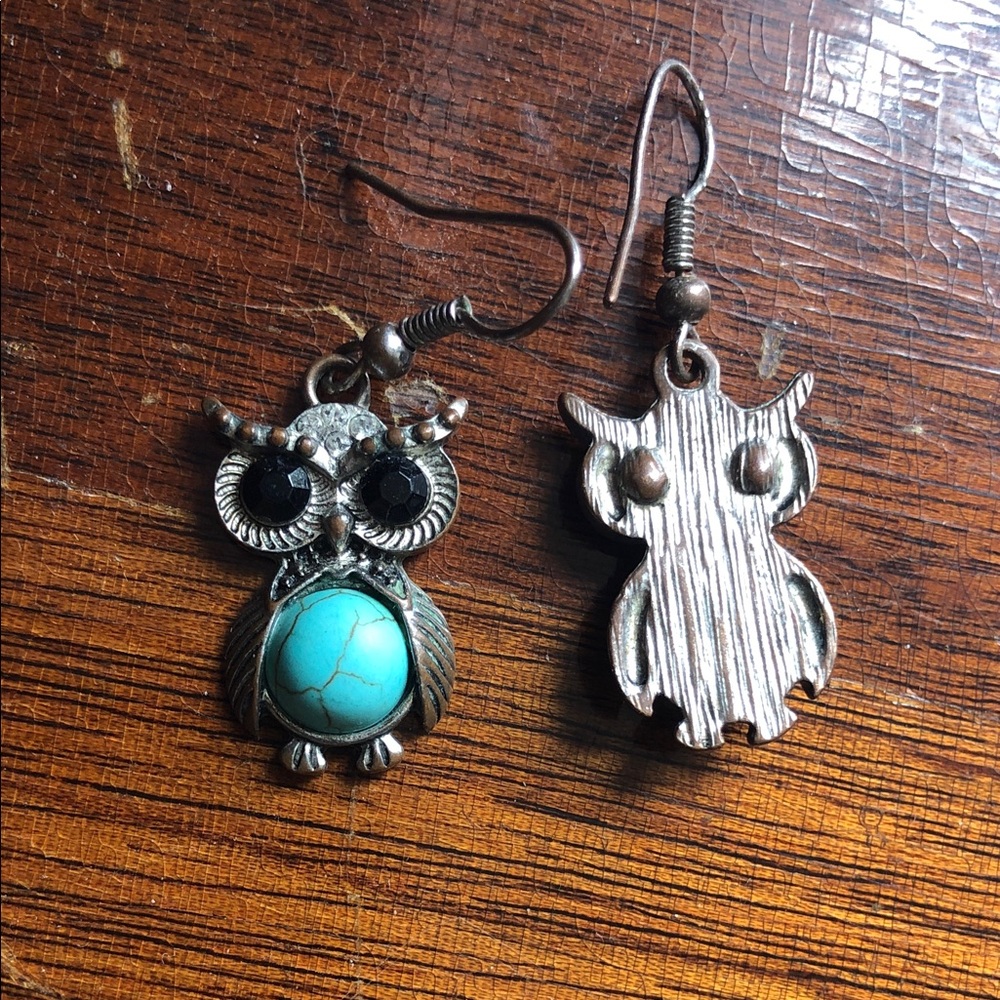 Turquoise Owl Drop Earrings - Women Jewelry